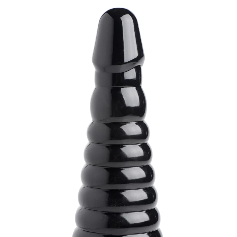 XR Brands Master Series Ribbed Intimate Cone Black 28.5cm Large Size