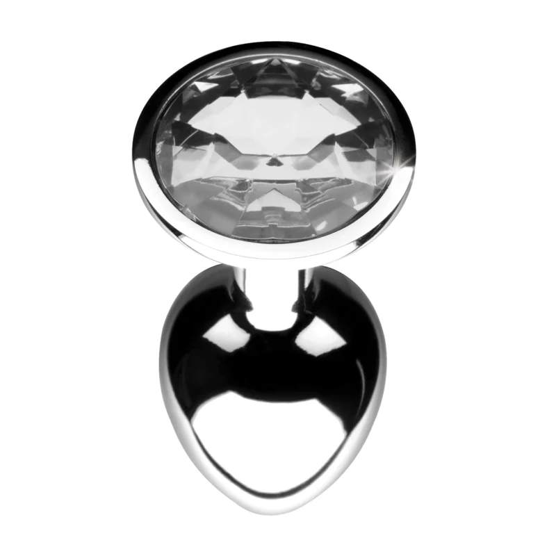 Booty Sparks Clear Gem Plug Small - Aluminum, Tapered, Crystal Accent
