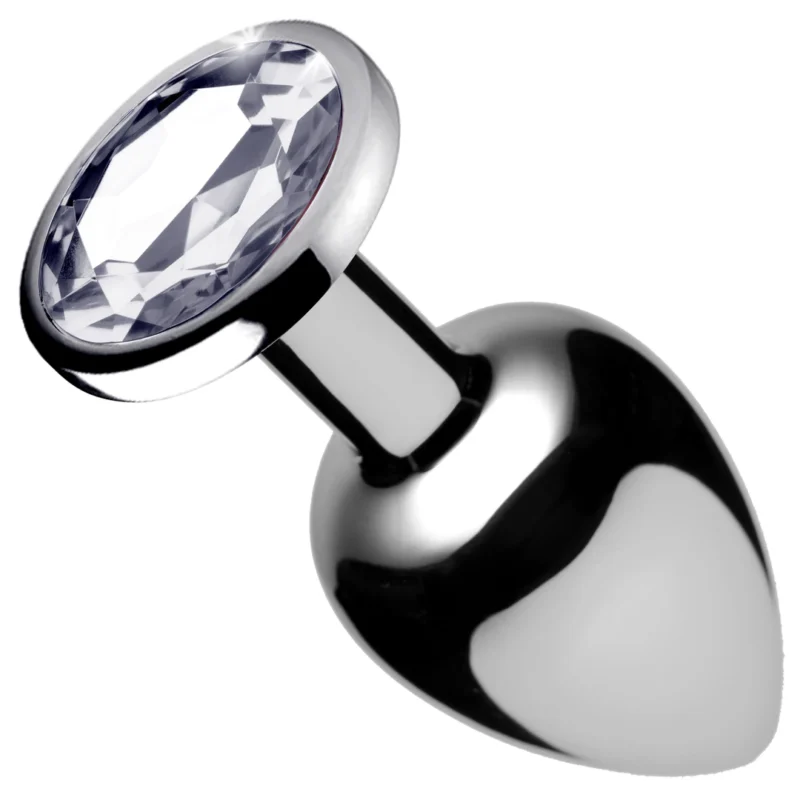 Booty Sparks Clear Gem Plug Small - Aluminum, Tapered, Crystal Accent