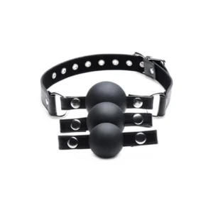 XR Brands Interchangeable Silicone Ball Gag Set Adjustable Strap Black
