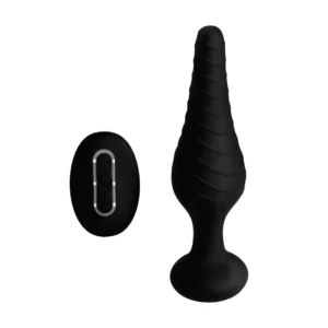 XR Brands Silicone Plug with Remote Control, 10 Vibration Modes, Black