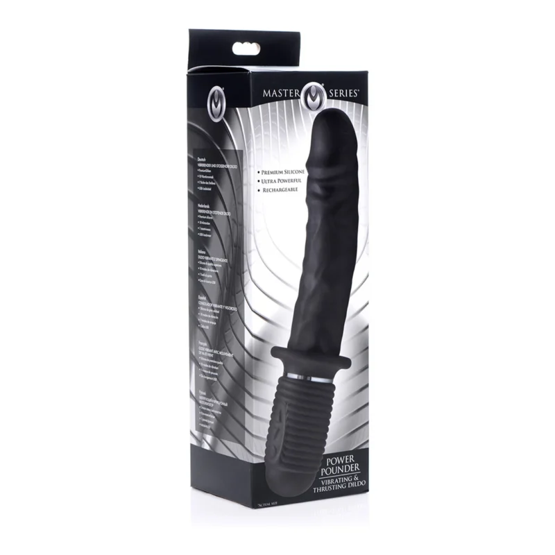 XR Brands Power Pounder Black Vibrating Thrusting Silicone Device 29cm