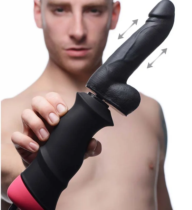 XR Brands Mega Pounder Handheld Thrusting Machine Black Silicone Set