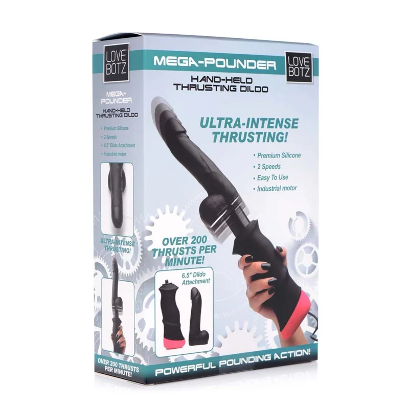 XR Brands Mega Pounder Handheld Thrusting Machine Black Silicone Set