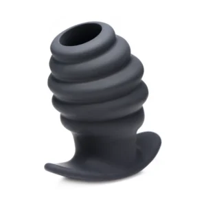XR Brands HIVE Large Silicone Ribbed Hollow Plug - Anatomical Design
