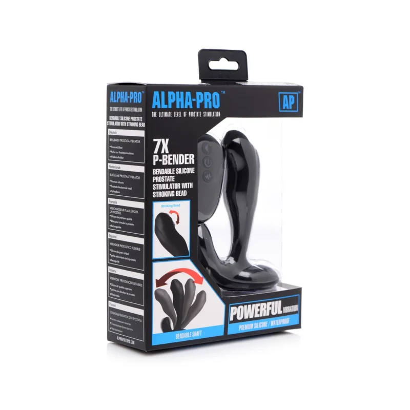 XR Brands 7x P-Bender Flexible Prostate Massager with Remote, Black