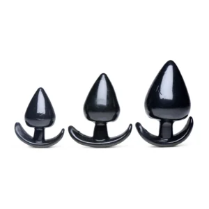 Triple Spades 3-Piece Anal Plug Set Silicone Black Graduated Sizes