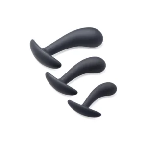 Dark Delights 3-Piece Silicone Curved Anal Trainer Set - Black