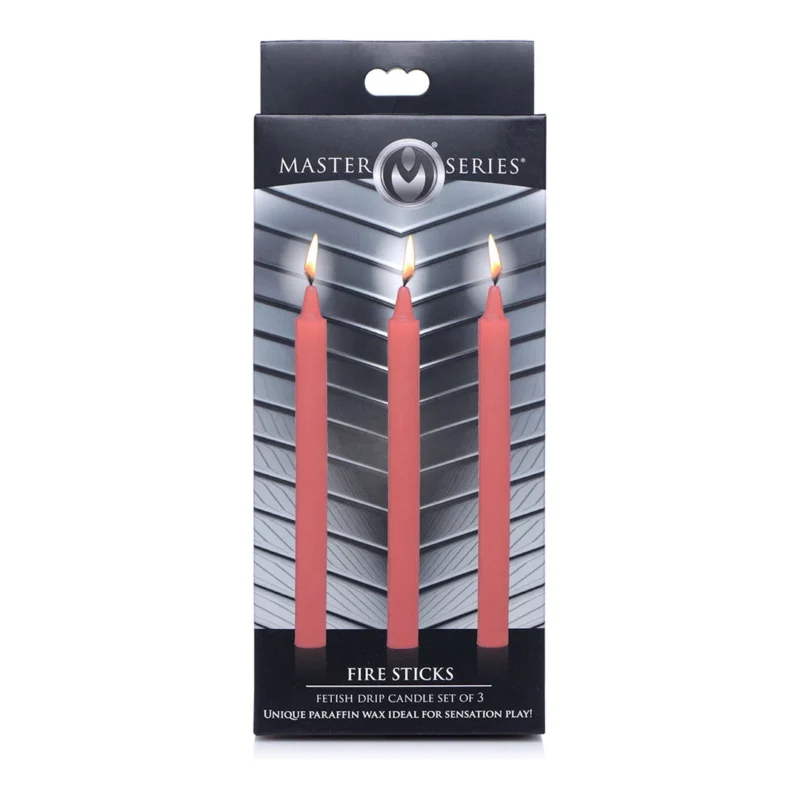 XR Brands Fire Sticks Drip Candles Set of 3 Fragrance-Free Low-Temp