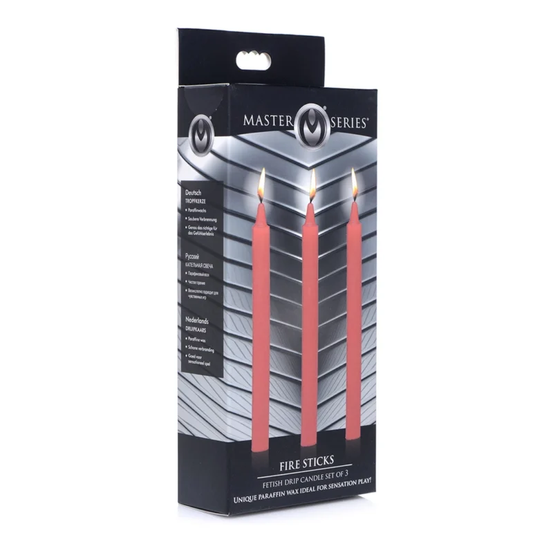 XR Brands Fire Sticks Drip Candles Set of 3 Fragrance-Free Low-Temp