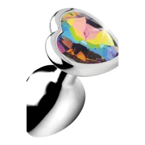 Rainbow Prism Heart Gem Aluminium Plug Small - Nickel-Free, Multicolor