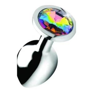 XR Brands Rainbow Prism Aluminum Plug Medium with Multicolor Gem