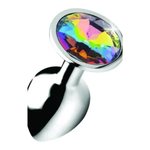 Rainbow Prism Small Aluminum Plug with Multicolor Gemstone Accent