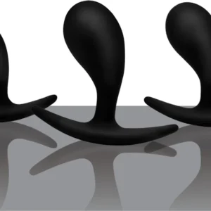 XR Brands Dark Droplets 3-Piece Curved Anal Trainer Set Black Silicone