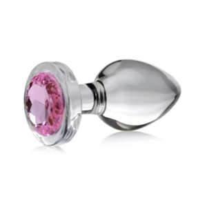 Booty Sparks Glass Plug Large - Pink Gem, Hygienic Glass, 10cm