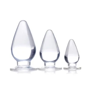 XR Brands Triple Cones Anal Plug Set 3 Sizes Transparent TPE