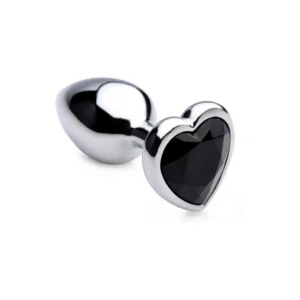 Black Heart Aluminum Intimate Plug Small - Lightweight, Nickel-Free, Black