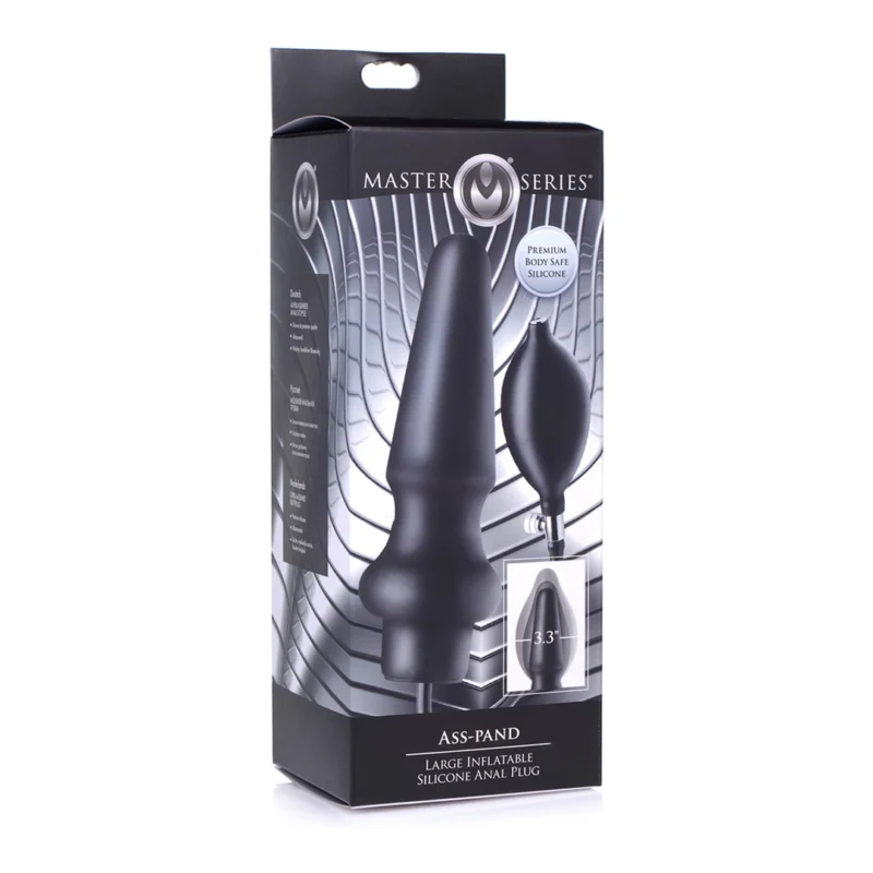 XR Brands Ass-Pand Large Inflatable Silicone Plug Black 15 cm