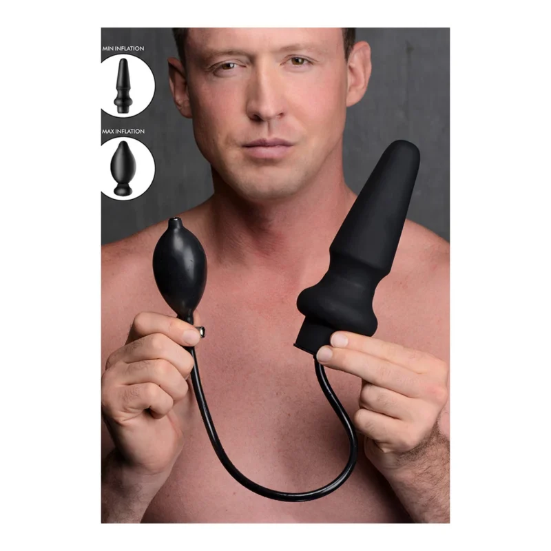 XR Brands Ass-Pand Large Inflatable Silicone Plug Black 15 cm