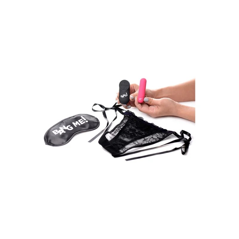 XR Brands Power Panty Set - Lace Panties, Wireless Bullet & Satin Blindfold