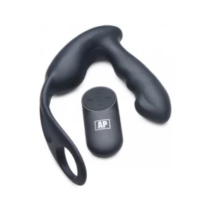 XR Brands P-Strap Prostate Massager & Vibrating Harness, 7 Modes, Black