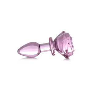 Blush Novelties Pink Rose Glass Plug Small - Borosilicate, Elegant Design