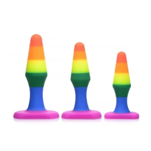 XR Brands Rainbow Silicone Anal Trainer Set - 3-Piece Graduated Plugs