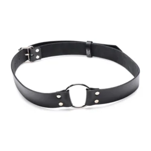 XR Brands Leather Chair Harness with Adjustable Ring, Black