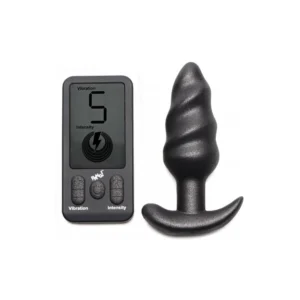 XR Brands Vibrating Silicone Swirl Plug Remote 25 Modes Black