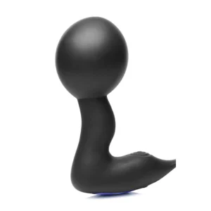 XR Brands Master Series Inflatable Vibrating Silicone Prostate Plug with Double Ring