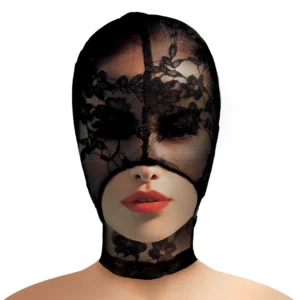Lace Seduction Black Lace Open Mouth Mask - One Size by XR Brands