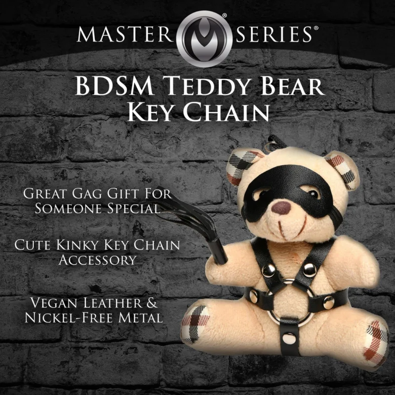 Trinity Vibes Shibari-Inspired Teddy Bear Keychain, Burnt Orange, 10cm