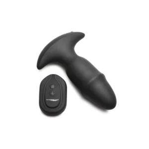 XR Brands Butt Slider Silicone Intimate Plug Black - Sliding & Vibrating