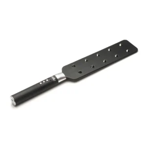 E-Stim Spiked Paddle Black - Electro Conductive Impact Tool, PU Leather