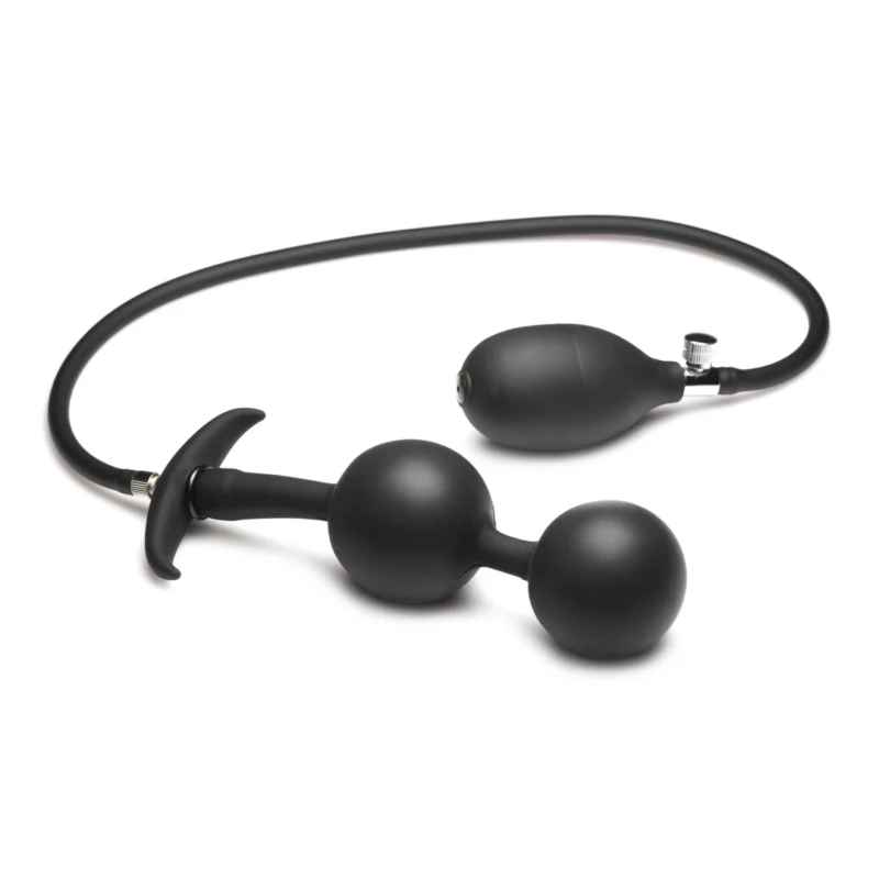 XR Brands Ass Rattler Inflatable Silicone Plug with Weights Black