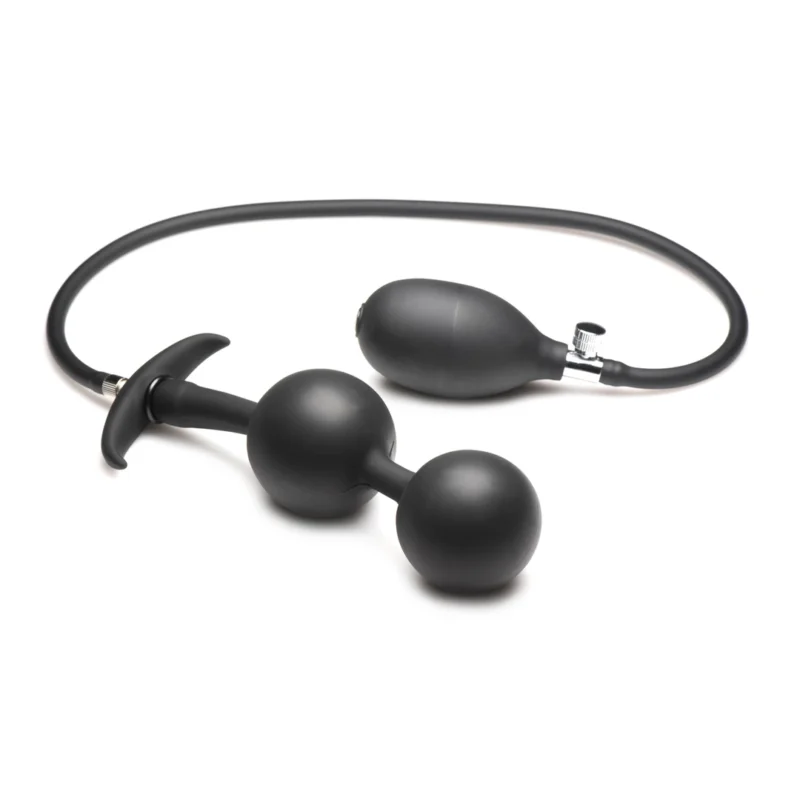 XR Brands Ass Rattler Inflatable Silicone Plug with Weights Black