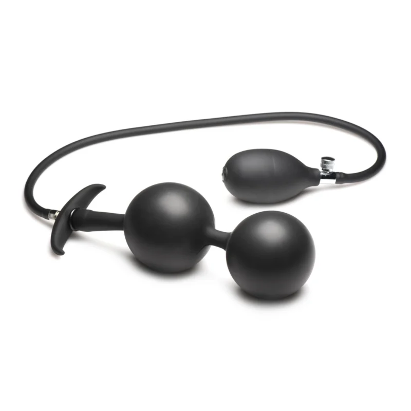 XR Brands Ass Rattler Inflatable Silicone Plug with Weights Black