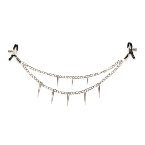 Daggers Adjustable Double Chain Nipple Clamps with Spiked Metal Chains