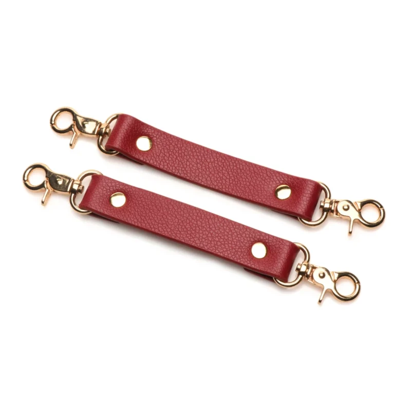 XR Brands Vegan Leather Restraints Set Red Adjustable Buckles