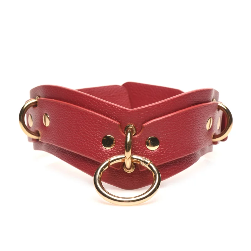 XR Brands Vegan Leather Restraints Set Red Adjustable Buckles