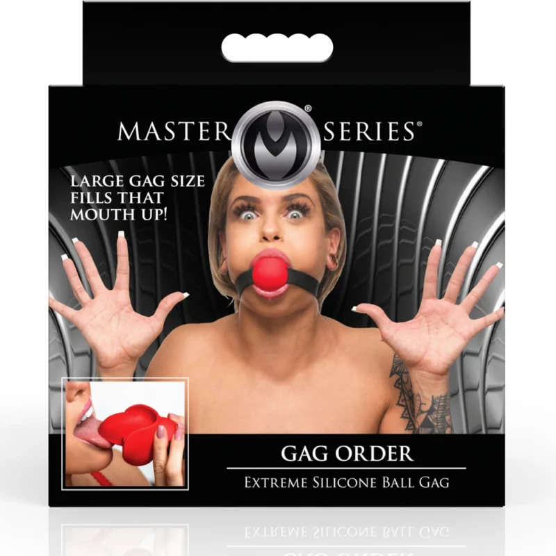 XR Brands Gag Order Silicone Ball Mouthguard Red Adjustable Strap 3.8”