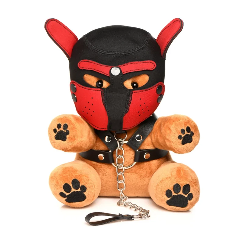 XR Brands Pup Bear Plush Toy with Neoprene Accessories 23cm