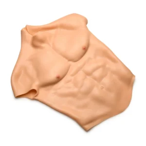 Suplėšyta silikoninė vyriška krūtinė maža – tikroviški raumeningi viršutinės kūno dalies marškinėliai