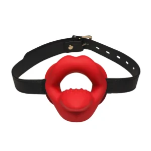 XR Brands Sissy Vibrating Oral Gag Red - Adjustable Silicone System