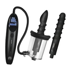 XR Brands Rosebud Driller Deluxe rinkinys – vibruojanti silikoninė sistema, skaidrus