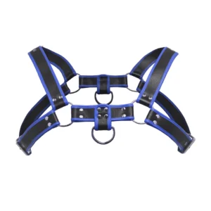 Master Series Bulldog Adjustable Harness Blue Vegan Leather 40.5-52.75"