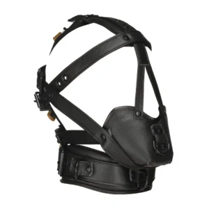 Master Series Leather Head Gear with Adjustable Muzzle - Black, Universal Fit