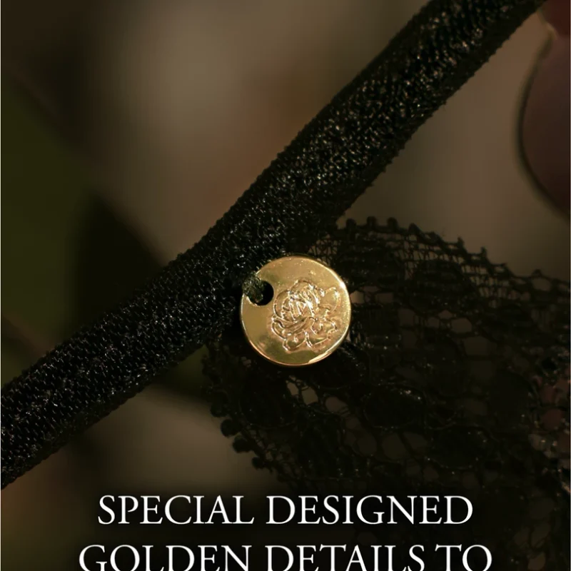 Zoe Elastic Lace Brief One Size with Decorative Back Lacing and Gold Accents