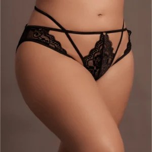 Le Desir Lena Plus Size Briefs with Open Design and Gold Accents
