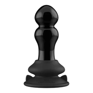 Rimly Chrystalino Vibrating Glass Plug with Suction Base, Black, 10 Modes